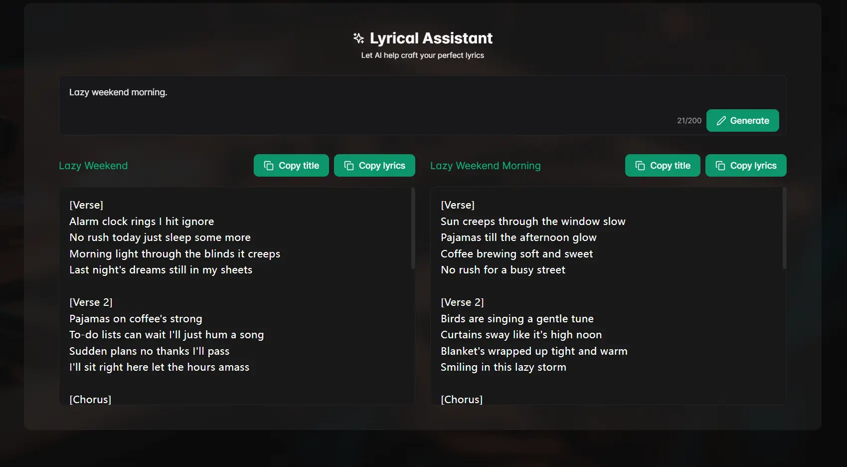 AI Music Lyrics Generator